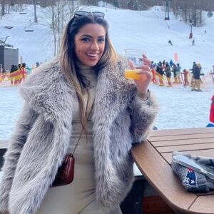 Light Grey Faux Fur Jacket thick shaggy coat